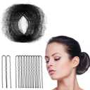 Zonon 50Pcs Bun Hair Nets & 40Pcs U Shaped Pins for Ballet, Invisible Elastic Edge Mesh Ballet Bun Nets Hair Accessories Set for Women, Girls, Kids (Black)
