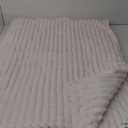 NEWCOSPLAY Super Soft Throw Blanket Ivory Premium Silky Flannel Fleece 3D Ribbed Jacquard Lightweight Bed Blanket All Season Use (Ivory Ribbed, Throw (60"x80")