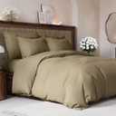 Duvet Cover King Size Set - Extra Soft King Size Duvet Cover 104 x 90 with 2 Pillow Shams - Hotel Luxury, Easy Care and Fade Free with Zipper Closures & Ties - Comfy, Breathable Bedding Set (Khaki) (16 - Khaki (No Comforter))
