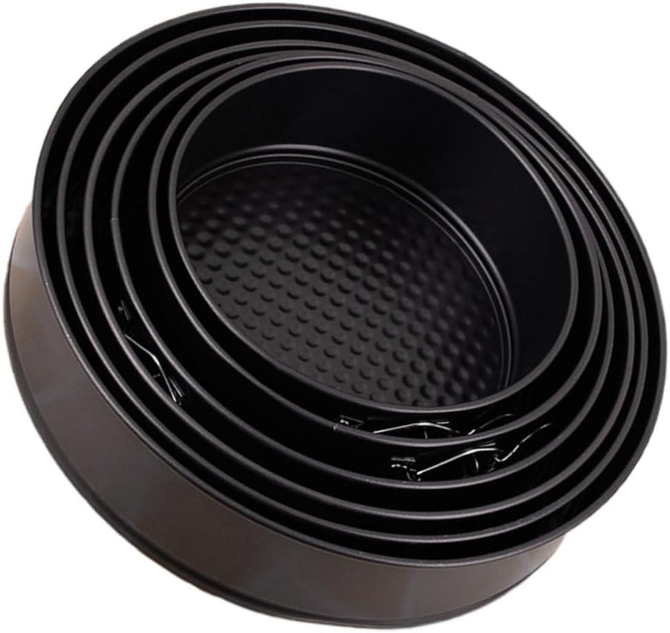 6pc Non-stick Round Cake Molds Set Carbon Steel Live Buckle Baking Tray for Parties Weddings and Birthdays Black (Size 4)