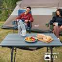 Portal Outdoor Folding Portable Picnic Camping Table with Adjustable Height Aluminum Roll Up Table Top Mesh Layer, Dark Gray, Large-35.4"L x 20.9"W