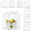 8Pcs Clear Cake Box with Ribbon 2-Layer 10x10x9 Inch, Transparent Cake Box with Lids, Tall Cake Boxes, Transport Gift Boxes for Birthday Wedding Valentine'Day.(Clear, 10 * 10 * 9inch/8pcs)