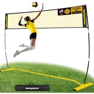 MangoStar Volleyball Net, 12FT Portable Volleyball Net for Backyard Beach, Adjustable Height, Freestanding Volleyball Net with Carry Bag for Indoor&Outdoor, Professional Net for Hitting&Serving