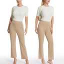 AFITNE Women's Yoga Dress Pants with Pockets High Waisted Pull On Straight Leg Cropped Pants Stretchy Work Ankle Pants (S)