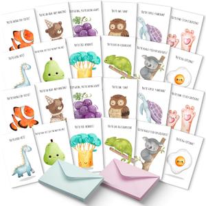 Mr. Pen- Funny Notecards with Envelopes, 24 Set, Funny Cards for Kids, Funny Geeting Cards for Kids, Blank Cards for Kids, Kids Cards, Fun Puns Blank Note Cards