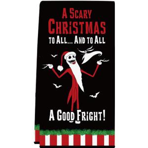 Cheroloven Nightmare Christmas Kitchen Towel, Nightmare Christmas Kitchen Bathroom Decorations, Funny Holiday Hand Towel Dish Cloth for Women Men, Jack Sally Gothic Home Decor Party Favors (Scary)