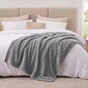EXQ Home Fleece Throw Blanket for Couch or Bed - 3D Stripe Jacquard Decorative Blankets - Cozy Soft Lightweight Fuzzy Flannel Blanket Suitable for All Seasons(50"x60",Light Grey)