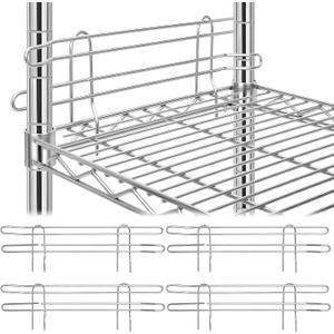 MorningRo 4 Pcs Chrome Wire Shelf Ledge 18" L x 4" H Wire Shelving Side Ledge Metal Shelves Accessories Pantry and Garage Storage (Silver)