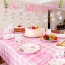 170 Pcs One Silly Goose Birthday Decor Girl Party Tableware Set, Silly Goose Birthday Decorations Include Pink Gingham Tablecloth Plates and More for 24 Guests, Baby Shower Decorations for Girl