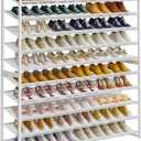 Large Shoe Rack 10 Tier Shoe Organizer, Heavy Duty Metal 5-Tier Stackable Shoe Storage Vertical Shoe Rack for Closet Front Door Entrance, Up to 62 Pairs, 44.8" W x 11.4" D x 71.2" H, White