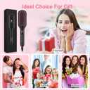 Enhanced Ceramic Hair Straightener Brush by MiroPure, 2-in-1 Ionic Straightening Brush with Anti-Scald Feature, Auto Temperature Lock & Auto-Off Function (Black)