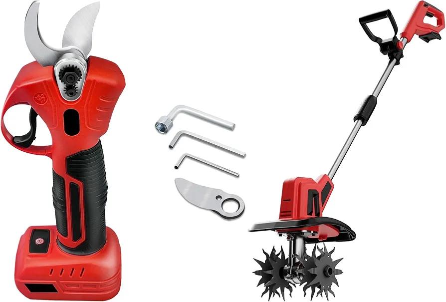 MaxMore Cordless Tiller Cultivator Compatible with Milwaukee 18V Battery (Tool Only), Electric Garden Rototiller with 48 Steel Tines, 8.7" Tilling Width, 6.3" Depth for Gardening, Soil Turning