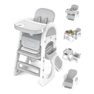 Baby & Toddler High Chair - Adjustable Seat & Footrest, Safety Harness, Building Block Table & Chair Set