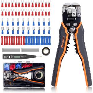 HARDELL+ Wire Stripper Kit 3-in-1, Self-Adjusting Cable Stripping Tool for 10-24 AWG Cables, Automatic Electrical Wire Strippers and Crimpers with 99PCS accessories for Stripping, Clamping, Cutting