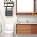 Rustic Brown Wood Vertical Towel Rack - Bath Wall Holder Set Above Toilet Storage, Rolled Towel Shelf Organizer for Small Bathrooms