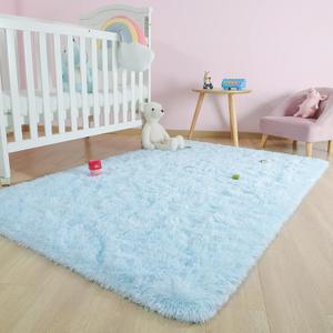 Kelarea Super Soft Shaggy Rug Fluffy Bedroom Carpets, 3x5 Feet Baby Blue, Modern Indoor Fuzzy Plush Area Rugs for Living Room Dorm Home Decorative Kids Girls Children's Floor Rugs