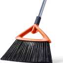 CLEANHOME Outdoor Brooms for Sweeping Patio, Commercial Grade Heavy Duty Broom with Stiff Bristle for Sweeping Garage,Deck,Kitchen,Straw, Outside Broom for Cleaning Pet Hair,Weeds,Leaves,Grey