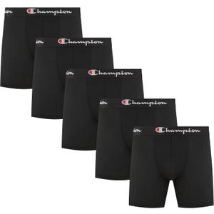 Champion Men's Performance Boxer Brief- 5 Pack (Medium, Black)