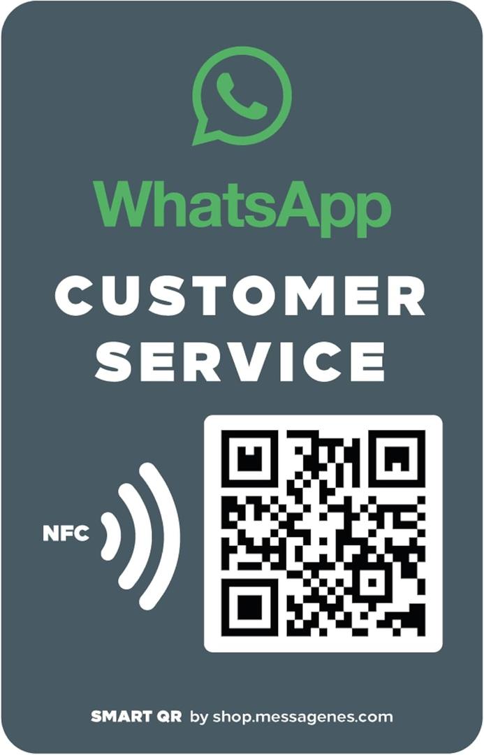 MESSAGENES | Customizable Whatsapp QR and NFC Sticker for Reception | 1 Unit 12x8 cm Sticker | Connect with Your Customers on Whatsapp | Solution for Receptions (4.72" X 3.15")