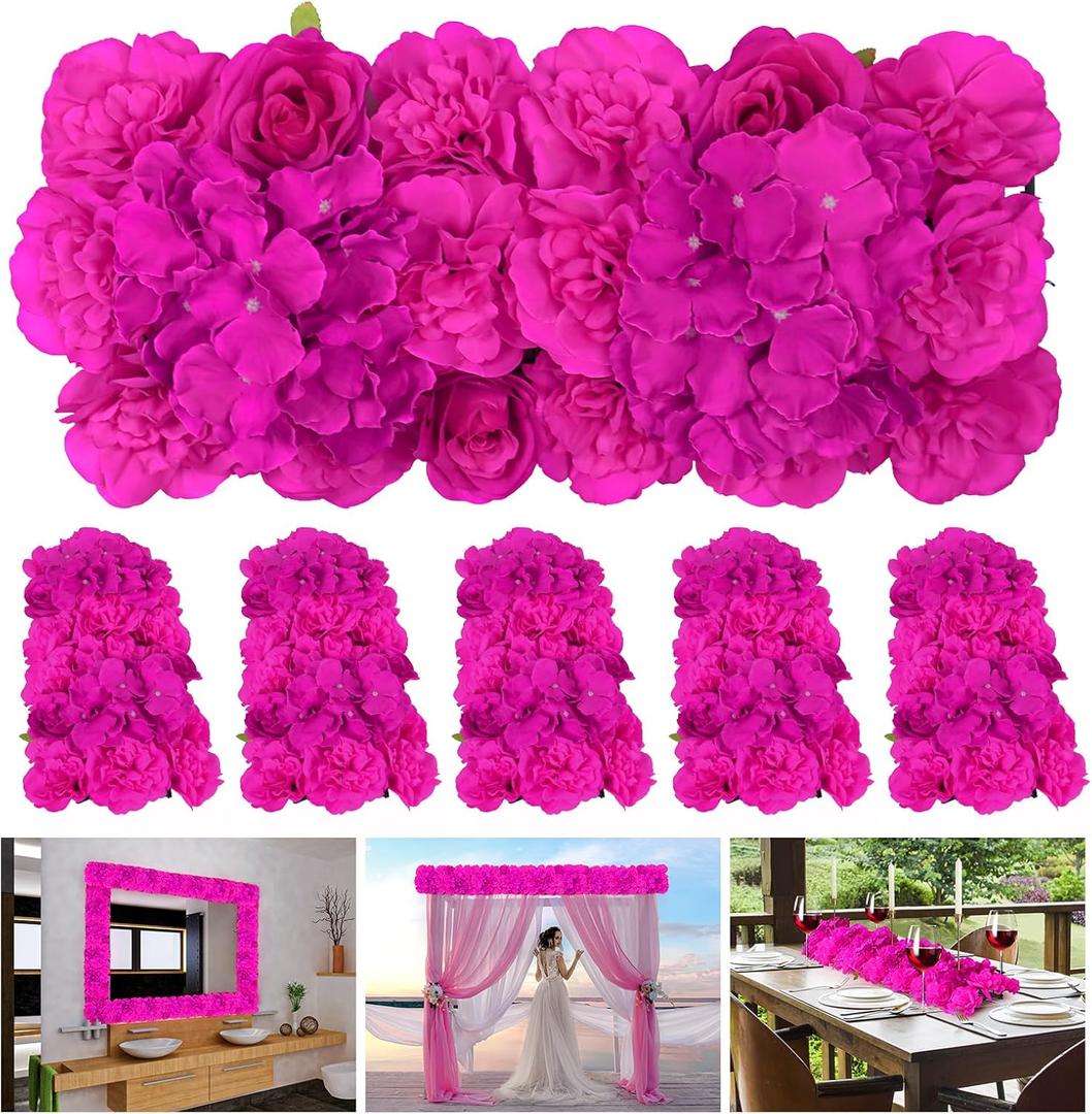Artificial Flower Arch 12 Pack Red Floral Swags for Wedding Dcor, Elegant Faux Flowers Arrangement for Archways Party Backdrop (6, Bright Pink)