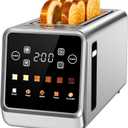 4 Slice Toaster with Smart Digital Touchscreen & 1-Touch Memory | Stainless Steel Long Extra-Wide Slot for Bagels & Artisan Bread | Single-Slice Defrost and Reheat Modes