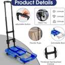 Folding Hand Truck 500lbs, Portable Heavy Duty Dolly Cart, 6 Wheels Collapsible Luggage Cart with 2 Elastic Ropes - Compact Trolley Cart for Easy Moving - Ideal Hand Cart for Travel and More (17, Blue)