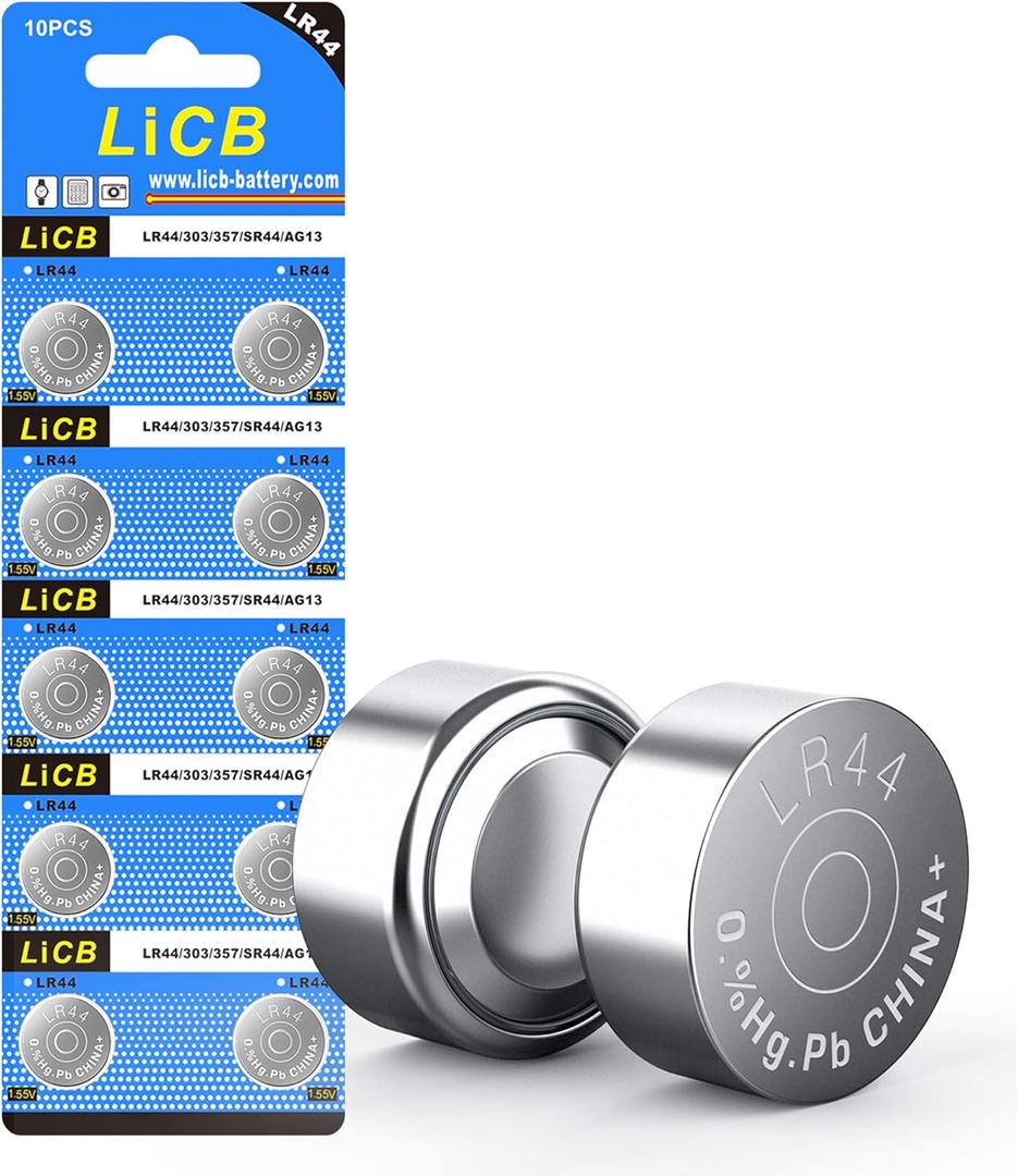 LiCB 10 Pack LR44 AG13 357 303 SR44 Battery 1.5V Button Coin Cell Batteries