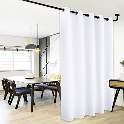 NICETOWN Sliding Door Curtain Window Treatment, Energy Smart Thermal Insulated Extra Wide Solid Blackout Curtain Drape for Patio Door (Pure White, W70 x L84)