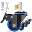 2 inch Caster Wheels 5/16" Threaded Stem Casters Set of 4 Heavy Duty, Locking & Stem Mount (UNC 5/16" -18 x1 & Weight Capacity 580 lbs) Casters for Wire Shelving, Carts, Furniture.(Blue)