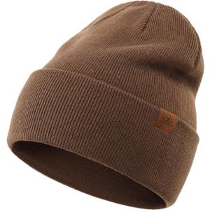 Home Prefer Mens Winter Hats Acrylic Knit Cuff Beanie Cap Warm Womens Beanie Hat (Brown)