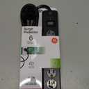 GE Surge Protector Power Strip, 6 Ft Extension Cord, 6 Outlet Extender, 800 Joules, Flat Plug, Twist-to-Close Safety Covers, ETL Listed, Black, 33661