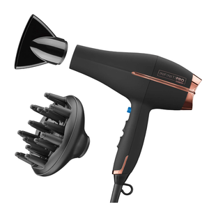 INFINITI PRO by CONAIR Hair Dryer, 1875W Blow Dryer with Diffuser and Concentrator, Ceramic Technology, 3 Heat & 2 Speed Settings, Cold Shot Button, Black