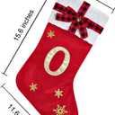 2 x HYTENSUN Letter Christmas Stockings 15.6 Inches Monogram Red Velvet with Bell Xmas Stockings Classic Personalized Stocking Decorations for Family Holiday Season Decor (Sod023rdd)