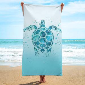 Irisbell Cotton Beach Towel 63 x 32 inch Large Sand Free Towels for Travel,Quick Dry Absorbent Swimming Beach Towels for Pool Yoga Gym Camping (Sea Turtle - Blue)