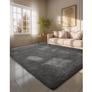 Ophanie 6x9 Area Rugs for Living Room, Large Big Grey Fluffy Shag Fuzzy Plush Soft Carpets, Floor Shaggy Rug for Bedroom, Gray Carpet for Kids Boys Girls Dorm Nursery Home Decor Aesthetic (6' x 9', 1- Grey)