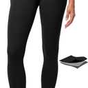 IUGA Compression Leggings with Pockets for Women Tummy Control Leggings No Front Seam Workout High Waist Yoga Pants (Large, Black)