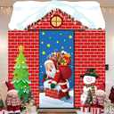 4 Pcs 98 Inch Christmas Santa Claus Door Cover Decorations Xmas House Classroom Door Banner Hanging Backdrop Porch Sign for Holiday Classroom Photography Photo Background Home Party Decor