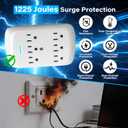 6 Outlet Extender Surge Protector 1 Pack, 980 Joules 3-Prong Grounded Electrical Plug Outlets, Wall-Mountable Power Adapter Wall Tap with Indicator LED Light for Home,Office, Travel, White, ETL Listed