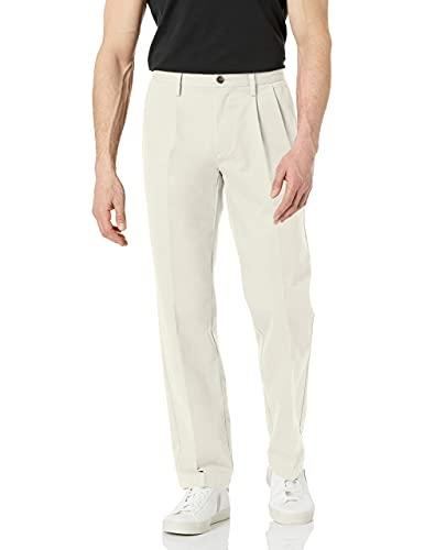 Men's Classic-Fit Wrinkle-Resistant Pleated Chino Pant (Big & Tall), Stone, 31W x 29L