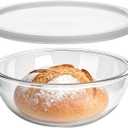 KEUYE Large Glass Bowl For Bread Making,4.7Qt(4500ml),Dishwasher Safe,Glass Bowl For Sourdough Bread Proofing,With Lid