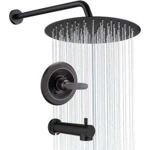 Replacement Faucet Shower Trim Kit for Delta 1300/1400 & 13/14 Series, Tub Shower Faucet Set, High Pressure 12" Round Rain Shower Head - Oil Rubbed Bronze (Valve/Cartridge Not Included)