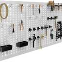 TORACK 3 PCS Metal Pegboard Panels(16x24 inch) for Wall Garage Tools Storage Pegboard for Workbench, Modular Peg Board Tool Organizer Board Kit(Pack of 3, Grey)