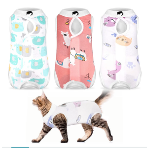 Nuanchu 3 Pieces Cat Recovery Suit Kitten Recovery Suit E-Collar Alternative for Cats and Dogs Abdominal Skin Anti Licking Pajama Clothes Sets(Cute Pattern,Large)50+ bought in past month
