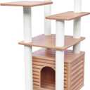 46 Indoor and Outdoor Cat Tree Tower, Cat House for Outdoor Cats, Weatherproof Cat Condo with Scratching Posts