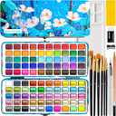 ARTISTRO 100 Ultimate Watercolors Paint Set  Vivid Colors in a Portable Box  Travel Watercolor Set with Complete Palette