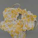 SHENHE Women's 2 Piece Bandeau Bikini Sets Floral Print Scalloped Boho Strapless Swimsuits (S, Yellow)