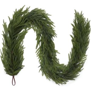 6FT Christmas Garland for Decoration Home Indoor Outdoor, Realistic Pine Christmas Garland Artificial Real Touch Greenery Cedar Garland Mantel Window Table Holiday Thanksgiving Winter Xmas Dcor, Pack of 2