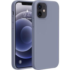 Miracase Compatible with iPhone 12 Case and iPhone 12 Pro Case, Liquid Silicone Gel Rubber Full Body Protection Shockproof Drop Protection Phone Case for iPhone 12/12 Pro 6.1 inch, Lavender Gray