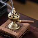 Handheld Incense Burner with 360 Rotating Handle-Chinese Bronze Style Holder for Incense Coils, Yoga Meditation, Home Office Desk Decor