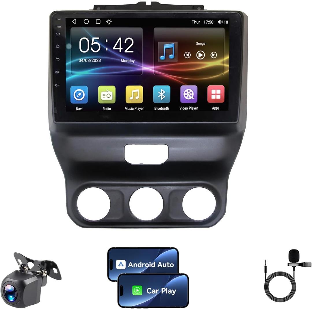 4+64G Car Radio for Dodge Ram 9 inch Touch Screen 2019 2020 2021 2022 2023 2024 Stereo,Wireless Carplay/WiFi/Bluetooth/EQ Audio/Andriod Auto/AM/FM/Navigation/AHD Camera
